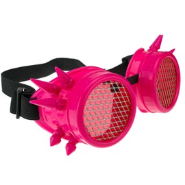 4sold Power Round Rave Cosplay Steampunk Goggles KidsUltra Premium Quality Cyber Glasses Glasses Victorian Punk Style Welding Cosplay in a Gothic Style Goth Rustic Rivet Vintage (Grating Pink Studs)