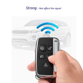 Kelay Soft TPU Key Fob Cover Remote Control Premium Key Protection Case Compatible with Land Rover Discovery Sport Evoque Aurora Jaguar XF XJ XJL XEL XFL F-pace 5 Buttons (silver -1 pcs)