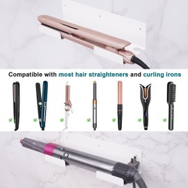 Hair Tool Organizer, Hair Tool Organizer Wall Mount 2 PCS, Curling Iron Holder Wall Mount Stainless Steel Hot Tools Holder Adhesive Hot Tools Organizer for Bathroom PTALSEAW