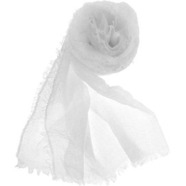 GZRYEJLEI 1pc White Cotton Blend Crinkle Soft long Scarf with Fringed Edges Women Linen Beach Shawl Wrap Vintage Travel Scarfs