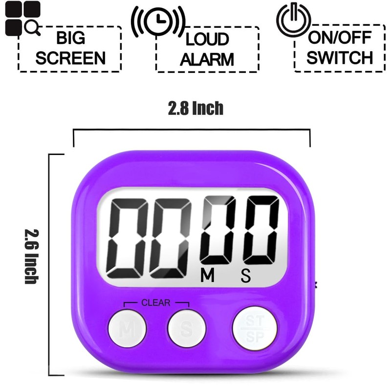 2 Pack Digital Kitchen Timer for Cooking Big Digits Loud