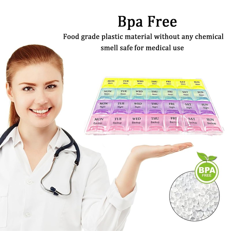 DDUP Portable Weekly Pill Box Organiser | Easy to Open