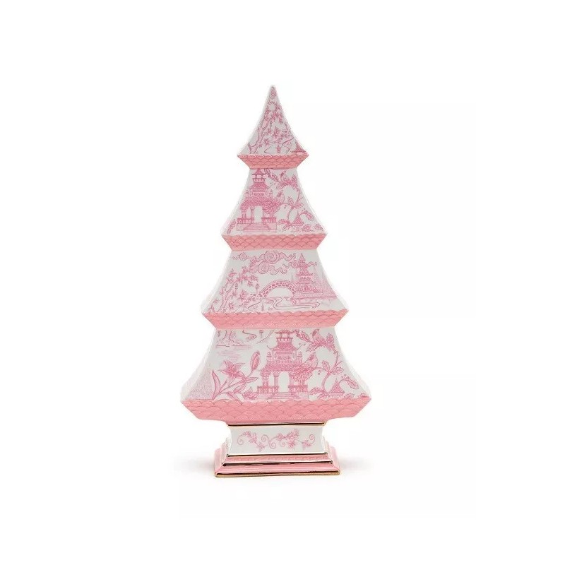 Two's Company Chinoiserie Pastel Pink Christmas Tree