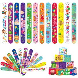 Mienocol 24 PCS Birthday Party Slap Bracelets Wristband Slap Bands, Snap Bracelets for Kids Birthday Party Supplies Classroom Prizes Xmas Gifts
