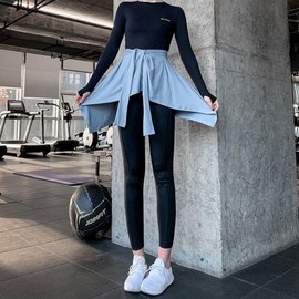 Women's Integrated Rayon Yoga Dance Skirt - Hip-Covering, Free Size (Fits up to 80kg) Sports Strap Light Gray 5ea