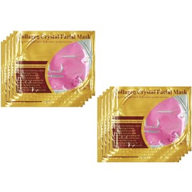24K Gold Face Mask PINK NATUREGURU Bio Collagen Face Mask Pink For Anti Aging, Whitening, Puffiness, Anti Wrinkle, Moisturizing, Deep Tissue Rejuvenation and Hydrates Skin X 5Pack (5)