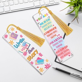 AFRITEE UV DTF Bookmark Wraps - 24 Sheets Mental Health Inspirational Quotes Acrylic Bookmark Blanks Uvdtf Decals, Flowers Butterflies Transfer Sticker Bookmark Double Sided Decal Crafts Decorations