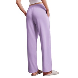 Deyeek Womens Tear Away Pants for Post Hip Surgery Recovery Snap On Pants Breakaway Surgical Zipper Sweatpants with Pockets Purple