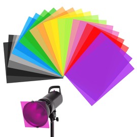 Transparent Colour Films for Headlights, Pack of 20 Colour Films, Gel Filter Film, 10 Colours Colour Correction Gel Light Filter, Colour Correction Window, Colour Film Film for Spotlights, Flat