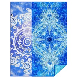 Pack of 2 Beach Towels, Microfibre Beach Towel, Quick-Drying, Lightweight, Sand-Free Towel, Beach Towels, Summer Beach Gifts for Adults (Rotating Turtle/Mysteriou Blue, 160 x 80 cm)