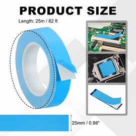 PATIKIL Thermal Adhesive Tape, 25m x 25mm x 0.2mm Double Side Adhesive Thermal Conductive Tape for Heatsink LED GPU Modules Computer CPU IC Chip, Blue