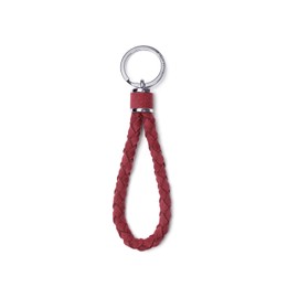 BETTERHUMZ Leather Key Fob Car Weave Keychain Ring Woven Strap Braided Key Chain for Alcantara Accessories (Wine Red)