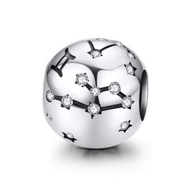 La Menars Zodiac Star Sign 925 Sterling Silver Bead Charm Fits European Charm Bracelets & Necklaces