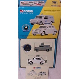 corgi classic police stockport borough morris minor and mini van 2 piece set diecast model