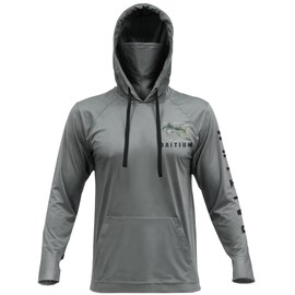 Fishing Shirts for Men,UPF50 Hooded Long Sleeve with Gaiter, Sun Protection Dry Fit Apparel, Cooling Moisture Wicking with Face Mask, Fishing Clothes for Men - Yellowfin (3X-Large, Grey)