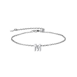 ChainsPro Silver Bracelet Gifts for Women Letter M Bracelet Initial Bracelet Sterling Silver Jewellery
