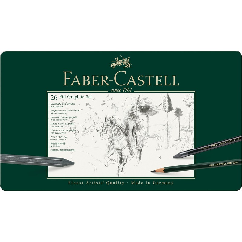 Faber-Castell Pitt Graphite 112974 Set in Metal Case, Large, 26-Piece