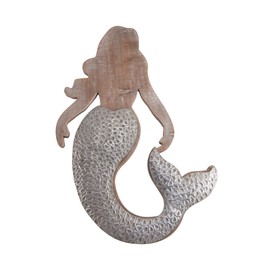 Elements Metal and Wood Mermaid Wall Decor for Kitchen, Living, Bed Room, Coastal, Beach House, Multicolored