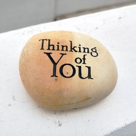 Garden Age Supply Thinking of You Engraved Natural Handmade Inspirational Phrase Pebble Stones
