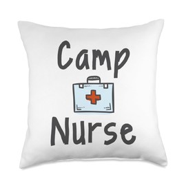Camp Nurse First Aid Kit Illustration Throw Pillow