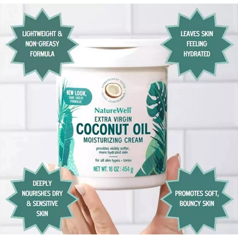 Naturewell Extra Virgin Coconut Oil Moisturizing Cream, 2Pack ( 453.5g