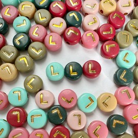 200PCS Round Letter Beads,4x7mm Color Acrylic Alphabet Beads L Beads with Letters for Bracelet Making Necklace Keychain Jewelry DIY (Letter L)
