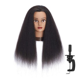 Headfix 6F1919B0216 - Cabeza de maniquí de pelo 100% real para prácticas de peluquería y peluquería, con abrazadera
