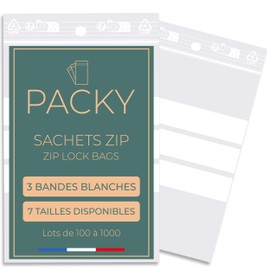 Plastic Bags Lockable 3 White Stripes – Zip Bag – Various Sizes Available – 100 to 1000 Pieces – Zip Bag – 4 x 6 cm 500 Pieces – Packy