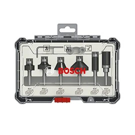 Bosch Professional 6 pcs. Trim & Edging Router Bit Set (for Wood, Ø 1/4 inch Shank, Accessory Router)