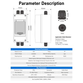 DIHOOL DC Circuit Breaker, 60 Amp Solar Breaker Box, Solar Panel Disconnect Switch
