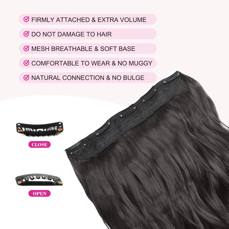 REECHO 20" 1-Pack 3/4 Full Head Curly Wave Clips in