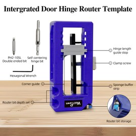 Door Hinge Jig, Door Hinge Template for Router,Door Hinge Tool Fits for Door Hinges from 3” to 5” Length and Types of Sqaure, Radius 1/4” or Radius 5/8”. (Blue)
