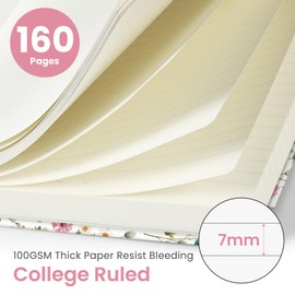 Lined Journal Notebook for Women & Men, Hardcover Leather Journal for writing, A5 College Ruled Notebook for Work & Note Taking, Perfect for Office School Home Supplies, 160 Pages, Garden