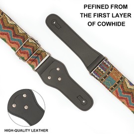MOCK ST Guitar Strap-Vintage Embroidered Woven, For Bass, Electric & Acoustic Guitar. FREE 2 Strap Locks + Headstock buttoned tie (Bohemian Vertical Pattern)