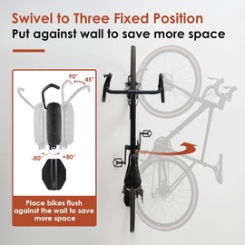 Bicycle Wall Mount, Pack of 2 Swivelling Bicycle Stand for Garage, Bicycle Mount Wall, Space-Saving Wall Bicycle Stand, Vertical Bicycle Stand with Valve Key, Holds up to 30 kg