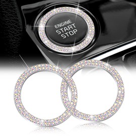 Car Accessories For Women,Car Decor,2 Pcs Bling Car Button,Blingbling,Bling Car Accessories For Women,Car Interior Stickers,Auto Interior Decoration,Rhinestone Crystal Ring For Car Buttons & Knobs
