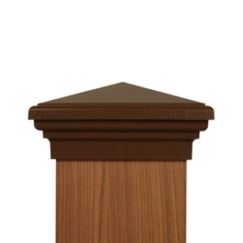 6x6 Post Cap Brown fits (5.5" x 5.5") (Case of 6) New England Pyramid Style Square Top for Outdoor Fences, Decks and Mailboxes, by Atlanta Post Caps