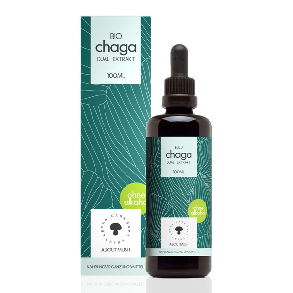 Lefna Chaga Vital Mushroom Tincture without Alcohol - High Dose Chaga Mushroom Extract Drops with Beta Glucans - Vegan 100 ml