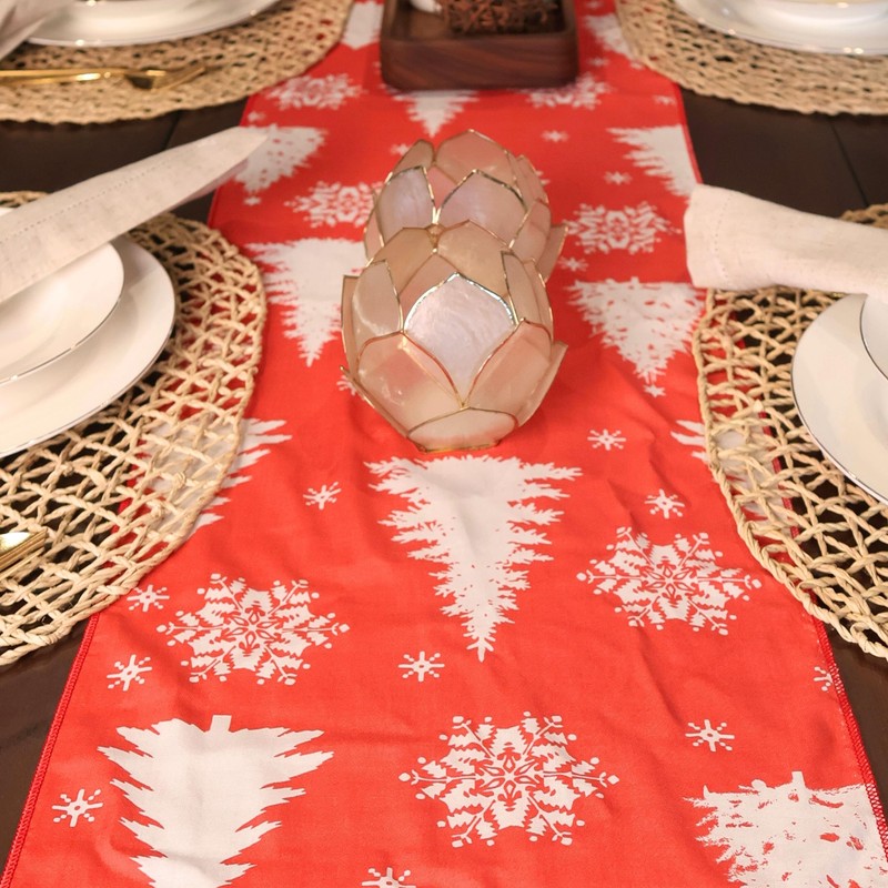 Lang Horn Handmade Christmas Table Runner with Printed Christmas Motif