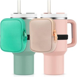 2 Pcs Water Bottle Pouch, Portable Bottle Storage Bag Tumbler Cup Pouch, Adjustable Gym Bottle Pouch Card Holder Zipper Pouch Gym Accessories for 20/30/40oz Water Bottle