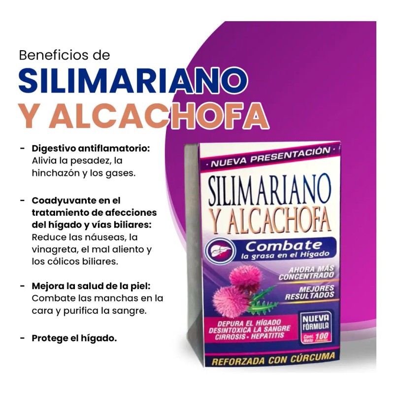 Silimarino Alcachofa 100tab Desintoxica Hígado Suplemento