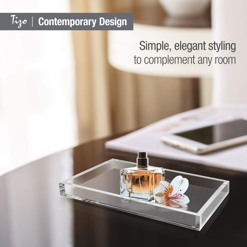Tizo Design Elegant Lucite Tray, 12" x 8" Acrylic, Multiple