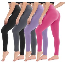 CAMPSNAIL 4 Pack Leggings for Women - High Waisted Tummy Control Yoga Pants with Pockets for Workout Gym Black Capri Leggings