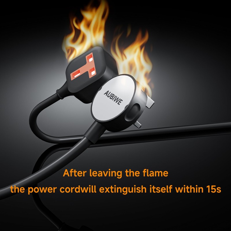 1-way extension cord 1m (including plug), black power supply durable