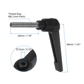 sourcing map 4pcs Clamping Lever Handles, M6 x 30mm 304 Stainless Steel Threaded Male Stud, Adjustable Handles Locking Quick Release Ratchet Push Button Bolt Knobs, Black