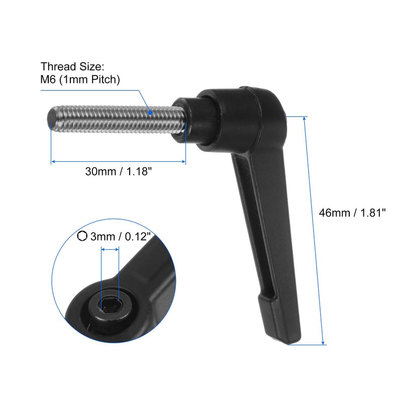sourcing map 4pcs Clamping Lever Handles, M6 x 30mm 304