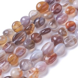 Fashewelry Natural Botswana Agate Stone Beads Irregular Nugget Loose Tumbled Gemstone Beads 7-11mm for Jewelry Making Hole: 1mm (About 47Pcs/Strand)