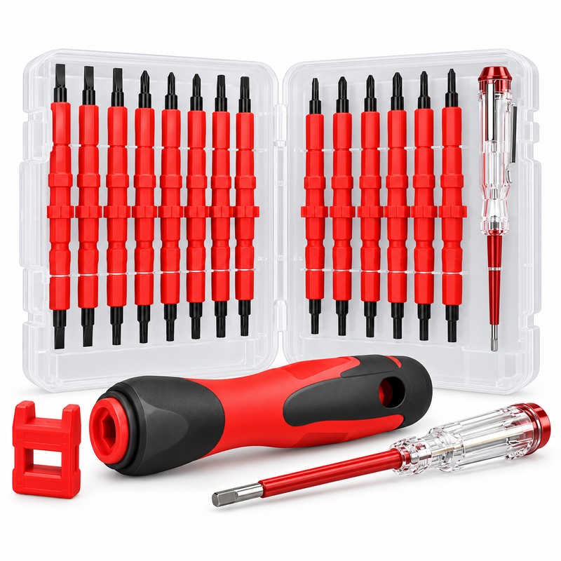 31-in-1 Insulated Screwdriver Kit – Interchangeable Bits with Magnetizer/Demagnetizer and