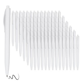 Wiaziert BallPoint Pens, 100 Pack (BLACK Ink),Bulk Pens, White Barrel,Click Pens for Office Home and School, Retractable Ballpoint Pens, Medium Point, 1.00MM (White)