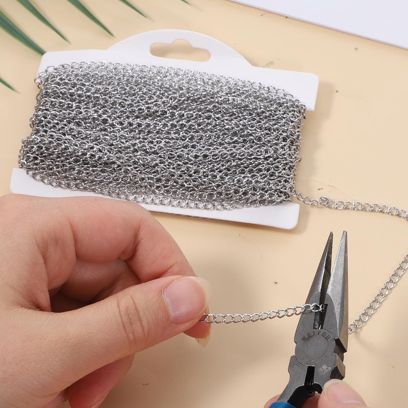 33 Foot Stainless Steel Curb Chains, 3mm Stainless Steel Extender